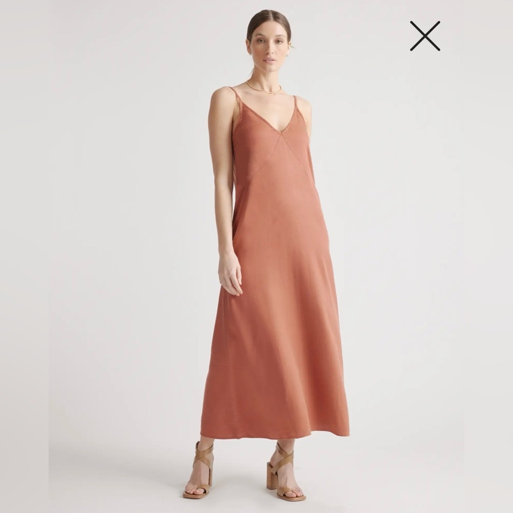 Quince Terracotta Vintage Wash Tencel Maxi Slip Dress